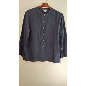 Vtg PAUL REID 100% Silk Gauzy L/S Button Up Shacket Women Sz S Gorpcore Casual